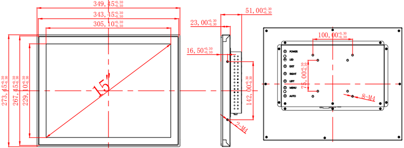 15 Inch KIOSK Capacitive Multi-touch  Screen 3D drawing